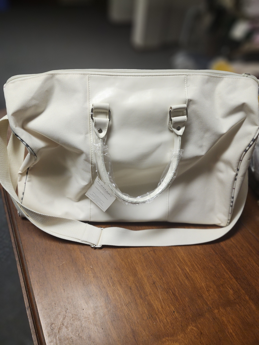 NWT Burberry Cream Travel Weekender Bag